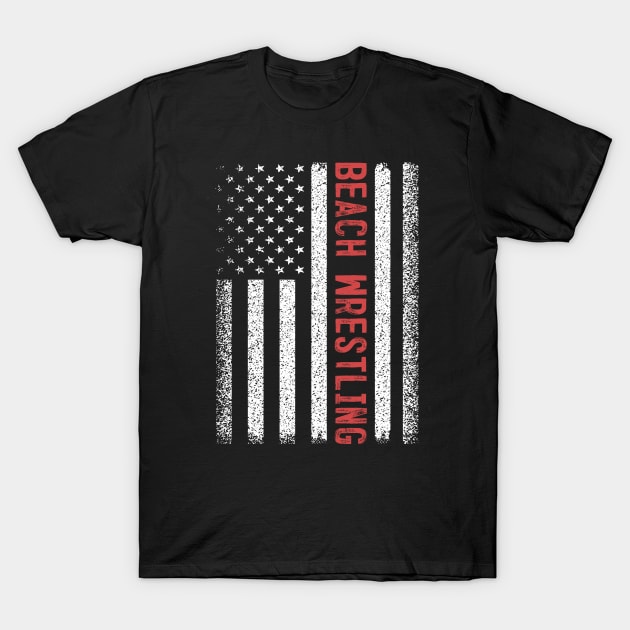 Beach Wrestling American Flag 4th of July T-Shirt by magazin